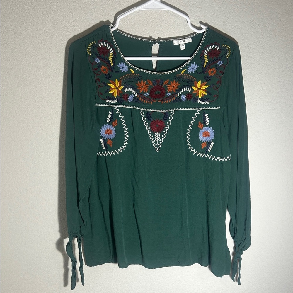Jodifl Embroidered Green Women's Top